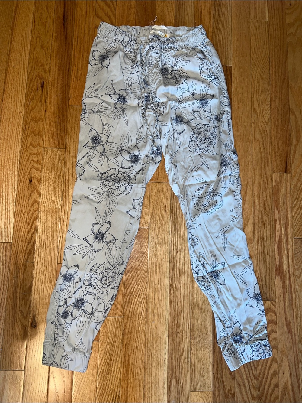 C&C California Light Blue Floral Elastic Waist Pants